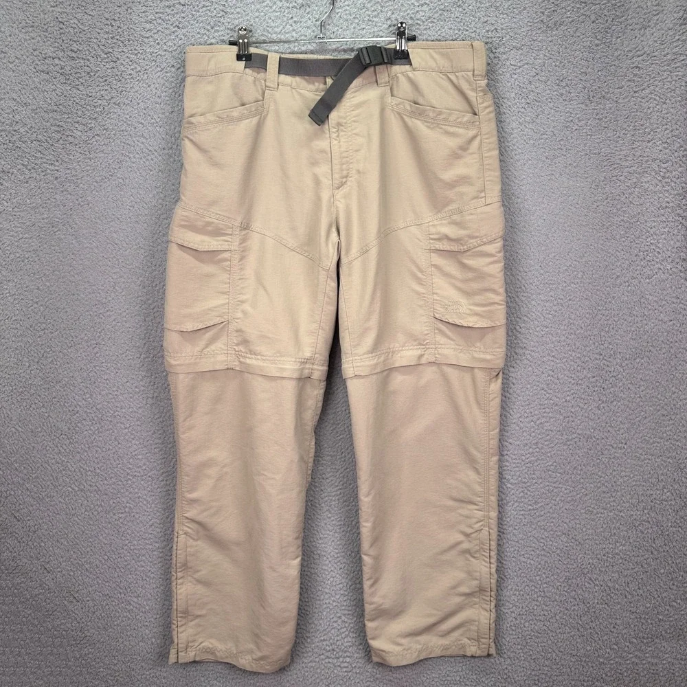 North‎ Face Pants Mens L Beige Paramount Peak Convertible Cargo Outdoor Wide Leg